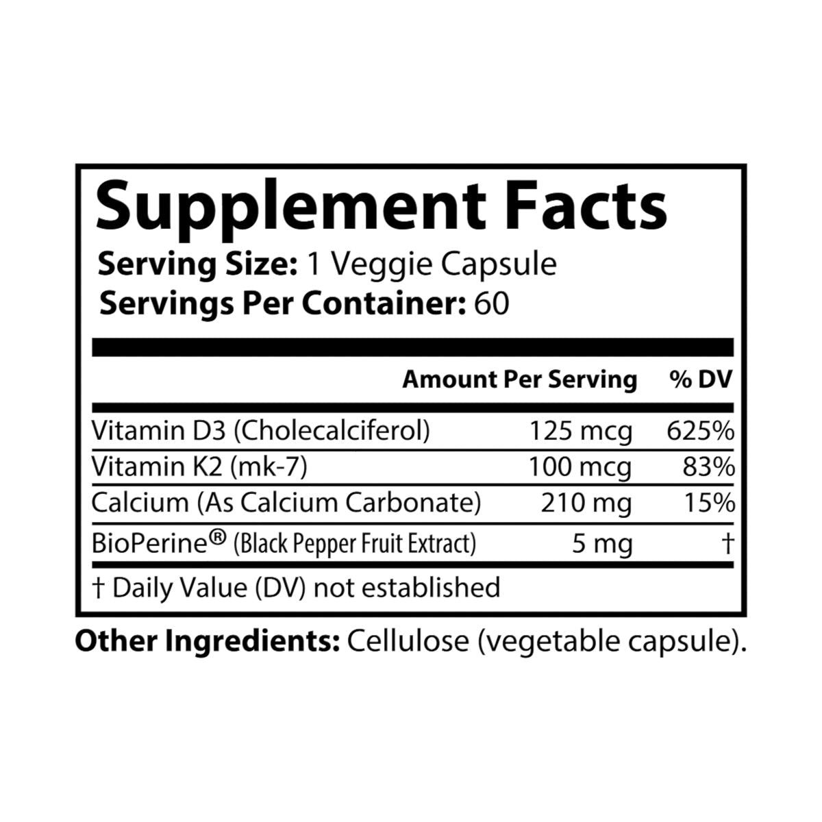 Vitamin K2 and D3 Supplements